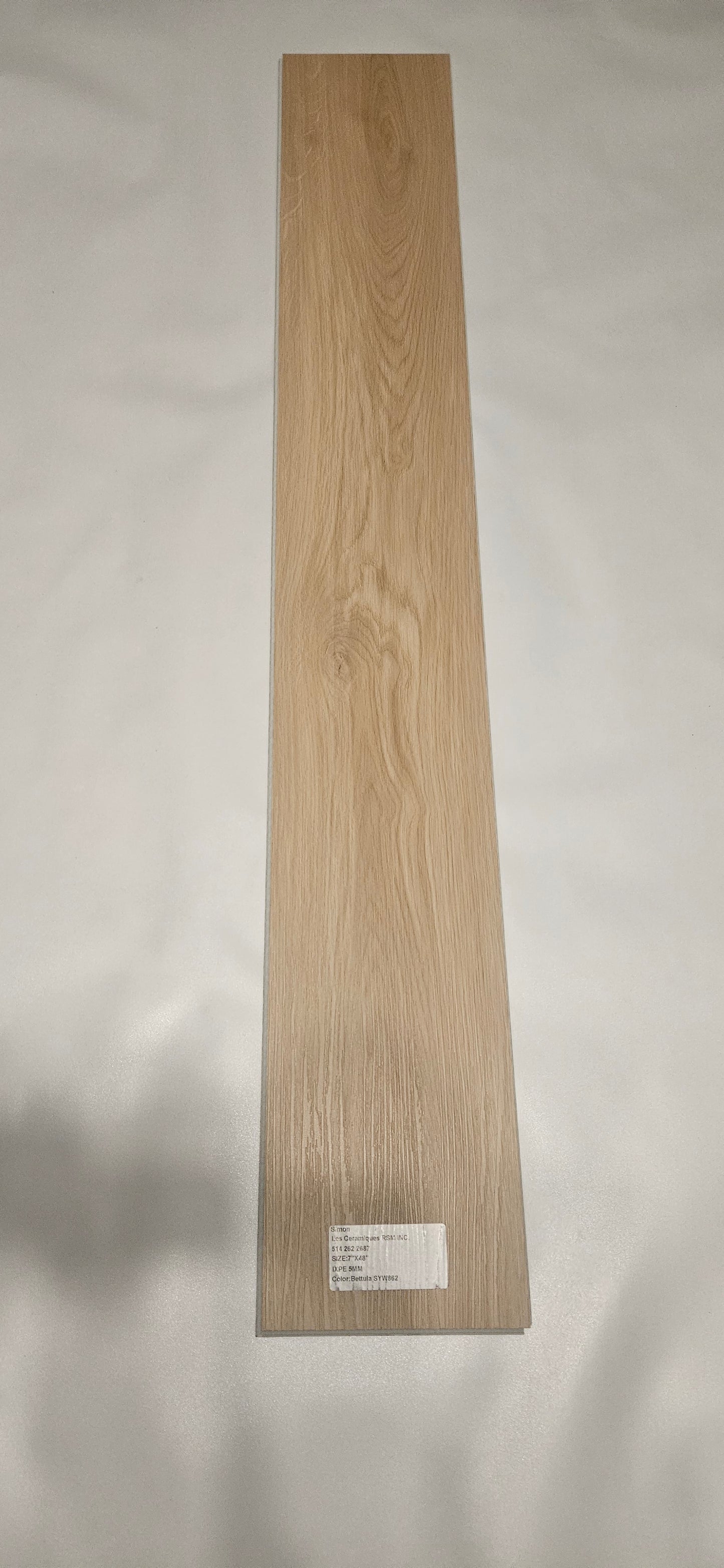 ●Bettula #SY862 SOLD PER BOX 2.99 $ pi²/21.63sqft/box AVAILABLE UPON REQUEST ●SPC VINYL 7"x48" 5mm IXPE UNDERLAYMENT