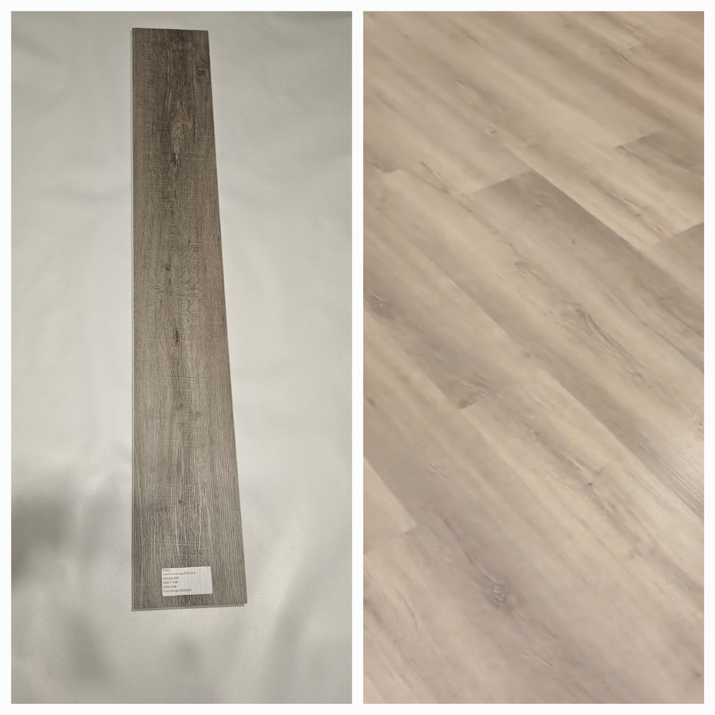 ●Grigio #ECO3001 SOLD PER BOX $2.25 pi²/26.42sqft/box●SPC VINYL 7"x48" 4.5mm IXPE UNDERLAYMENT