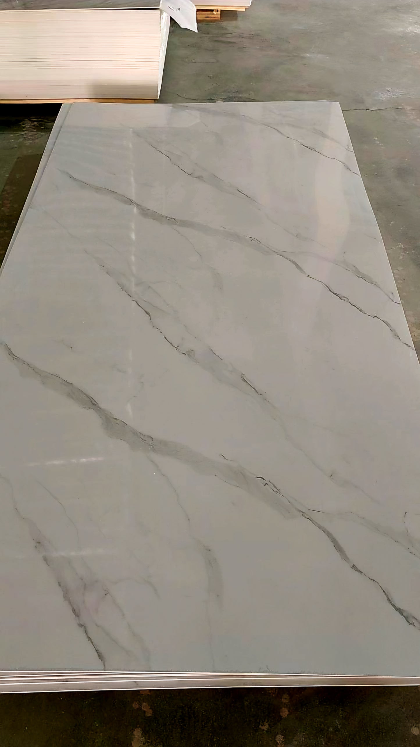 ●UV Marble Bianco Calacatta PVC 4'X8' 3MM Sheet – High-Quality Waterproof Material
