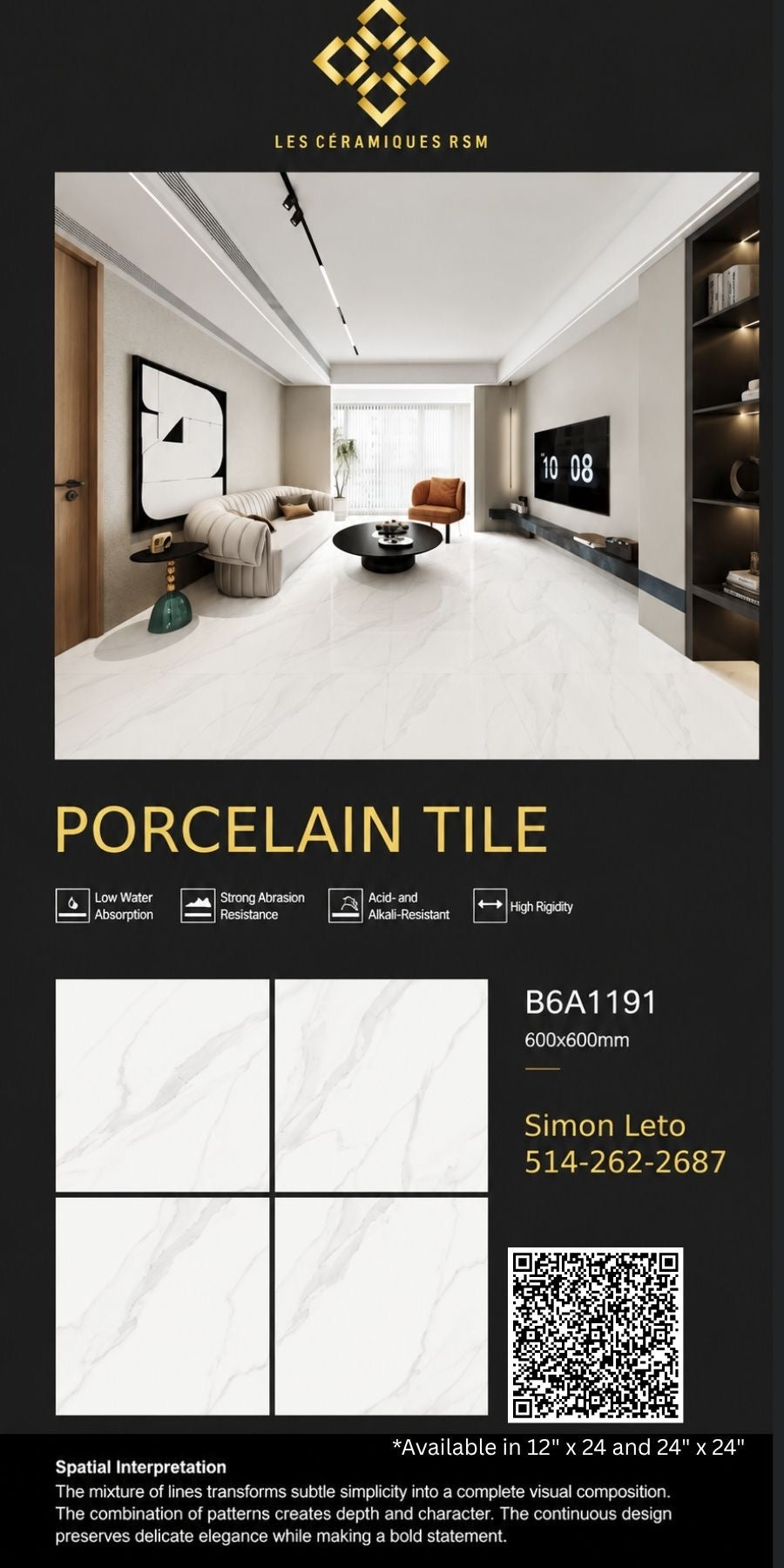 B6A1191 Available in 12"x24" and 24"x24"
