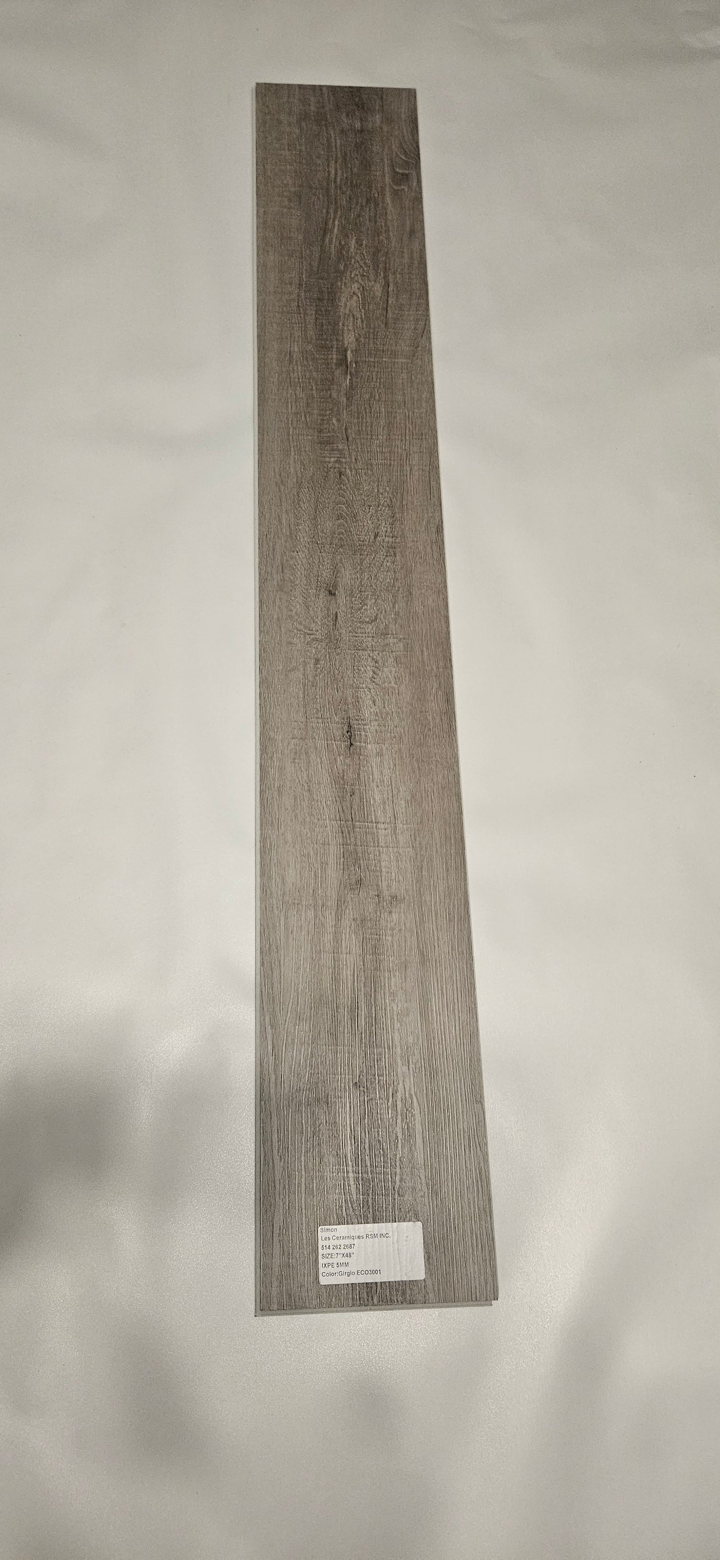 ●Grigio #ECO3001 SOLD PER BOX $2.25 pi²/26.42sqft/box●SPC VINYL 7"x48" 4.5mm IXPE UNDERLAYMENT