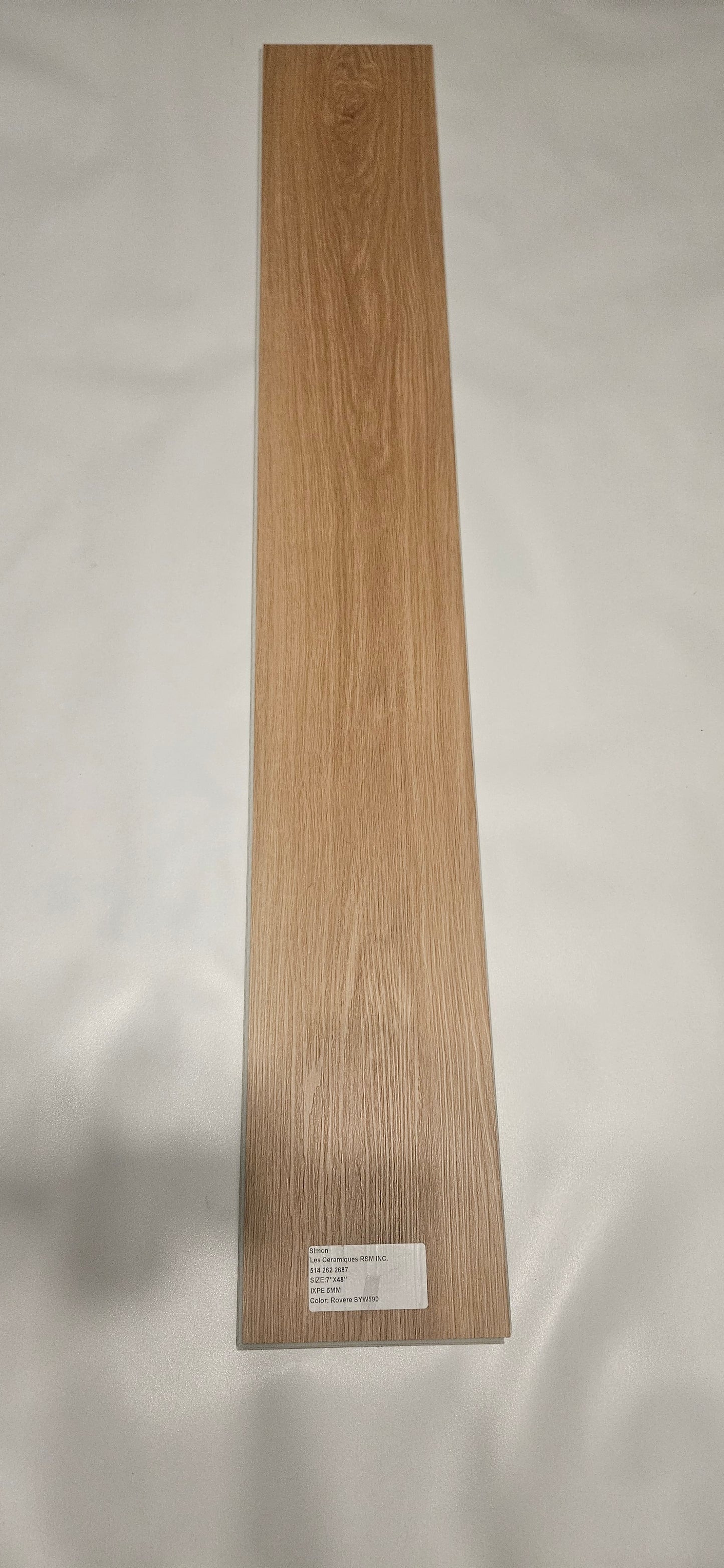 ●Rovere #SYW590 SOLD PER BOX 2.99 $ pi²/21.63sqft/box AVAILABLE UPON REQUEST ●SPC VINYL 7"x48" 5mm IXPE UNDERLAYMENT