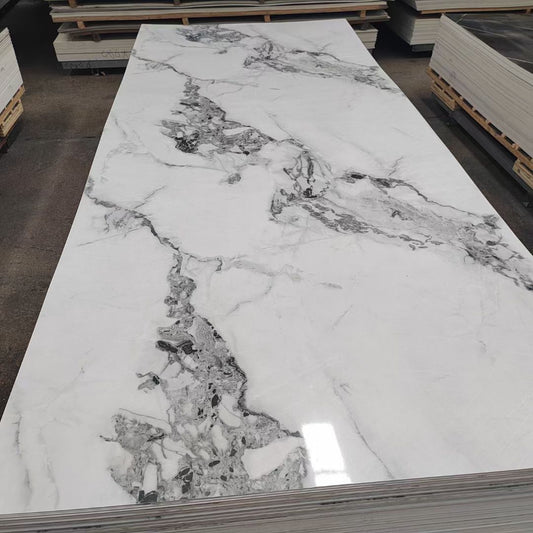 AVAILABLE UPON REQUEST ●UV Marble Grigio PVC 4'X8' 3MM Sheet – High-Quality Waterproof Material